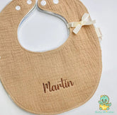 Name-embroidered Tan Saliva Towel Baby